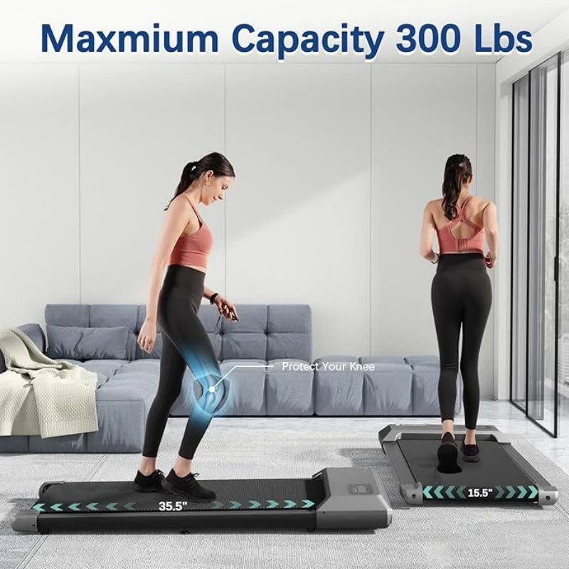 Compact 2-in-1 Walking and Running Treadmill