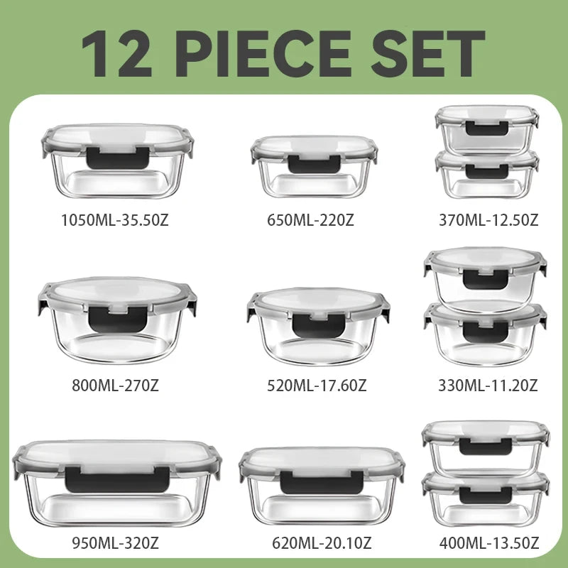 Airtight Glass Meal Prep Containers